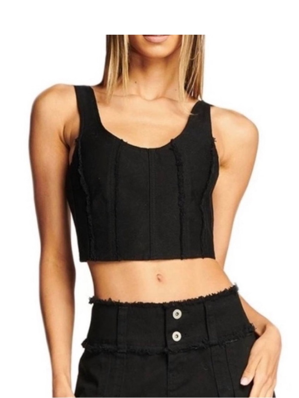 I.AM.GIA Black Denim Crop Top